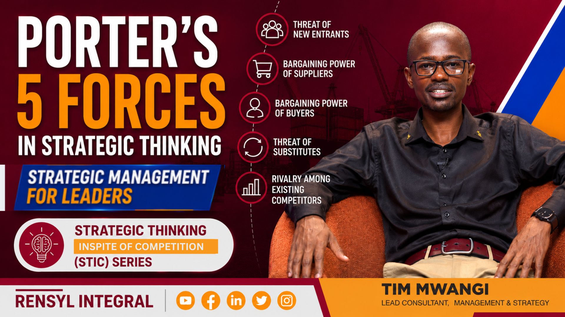 Tim Mwangi during a presentation on Porter's Five Forces Theory, on the strategic thinking segment at Rensyl Integral